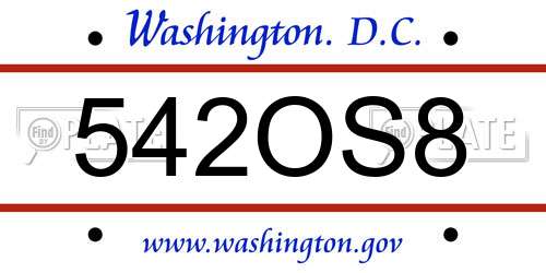 542OS8 District Of Columbia License Plate