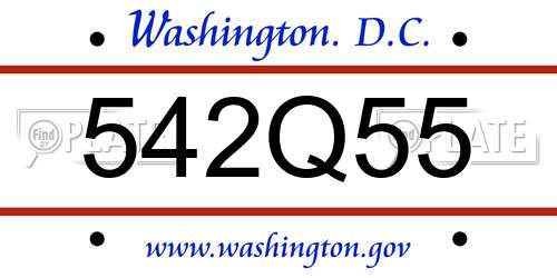 542Q55 District Of Columbia License Plate