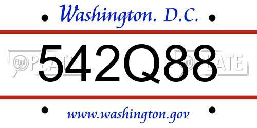 542Q88 District Of Columbia License Plate