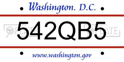 542QB5 District Of Columbia License Plate