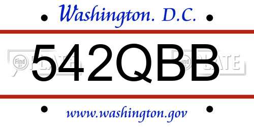 542QBB District Of Columbia License Plate