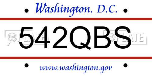542QBS District Of Columbia License Plate