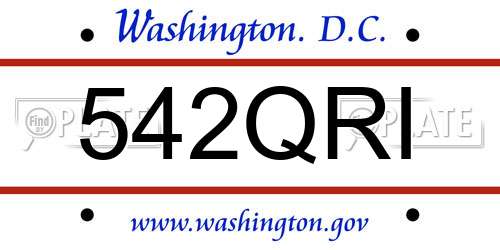 542QRI District Of Columbia License Plate