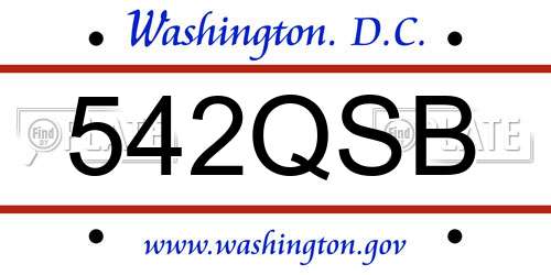 542QSB District Of Columbia License Plate