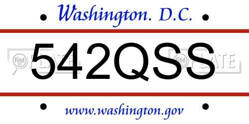542QSS District Of Columbia License Plate