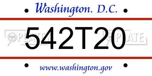 542T20 District Of Columbia License Plate