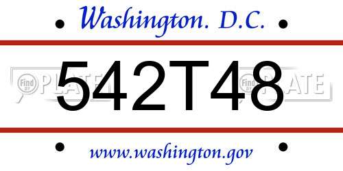 542T48 District Of Columbia License Plate