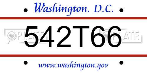 542T66 District Of Columbia License Plate