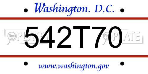 542T70 District Of Columbia License Plate
