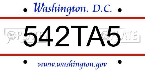 542TA5 District Of Columbia License Plate