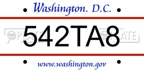 542TA8 District Of Columbia License Plate
