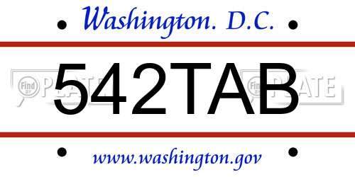 542TAB District Of Columbia License Plate