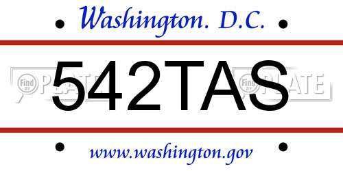542TAS District Of Columbia License Plate