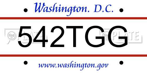 542TGG District Of Columbia License Plate