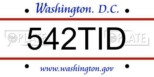 542TID District Of Columbia License Plate