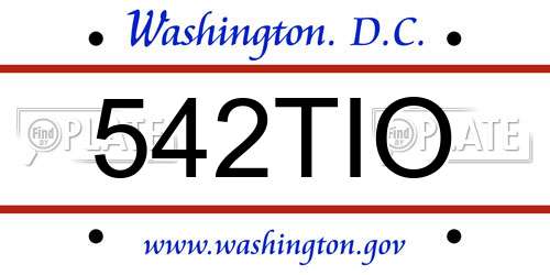 542TIO District Of Columbia License Plate