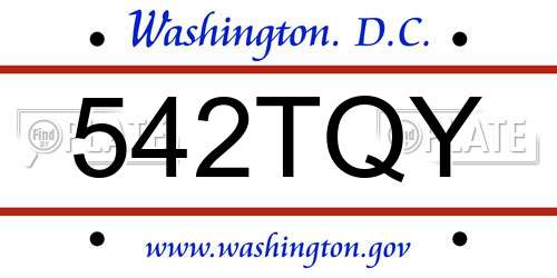 542TQY District Of Columbia License Plate