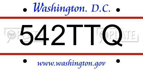 542TTQ District Of Columbia License Plate
