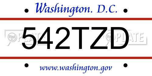 542TZD District Of Columbia License Plate
