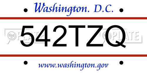 542TZQ District Of Columbia License Plate