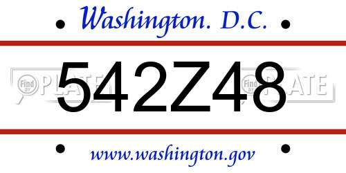 542Z48 District Of Columbia License Plate