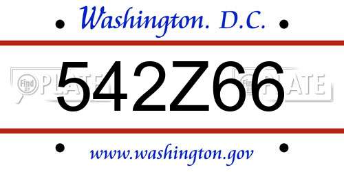 542Z66 District Of Columbia License Plate