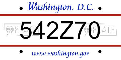 542Z70 District Of Columbia License Plate