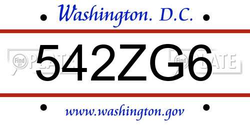 542ZG6 District Of Columbia License Plate