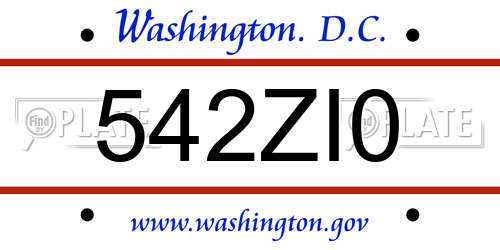 542ZI0 District Of Columbia License Plate