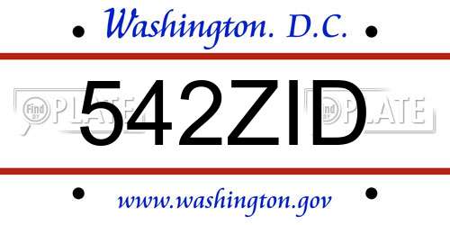 542ZID District Of Columbia License Plate