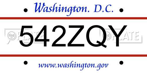 542ZQY District Of Columbia License Plate