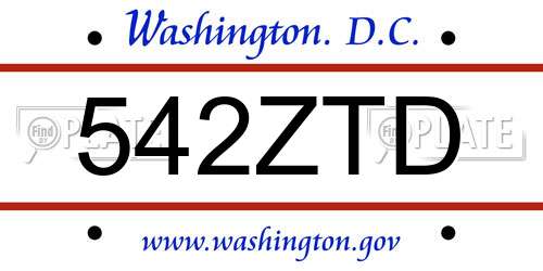 542ZTD District Of Columbia License Plate