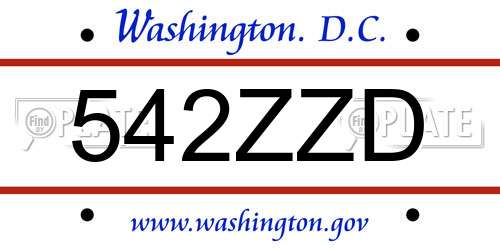 542ZZD District Of Columbia License Plate