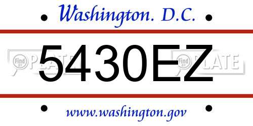 5430EZ District Of Columbia License Plate