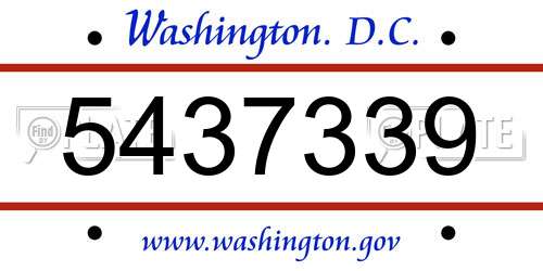 5437339 District Of Columbia License Plate