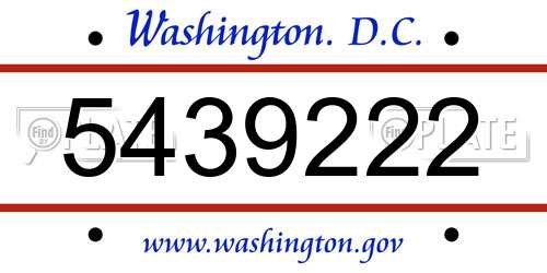5439222 District Of Columbia License Plate