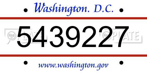5439227 District Of Columbia License Plate
