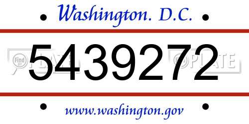 5439272 District Of Columbia License Plate