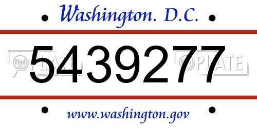 5439277 District Of Columbia License Plate