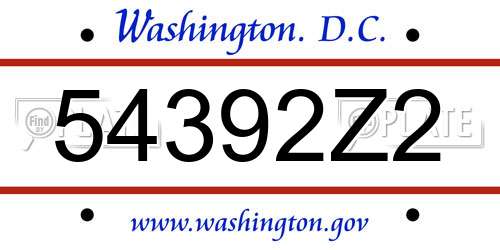 54392Z2 District Of Columbia License Plate