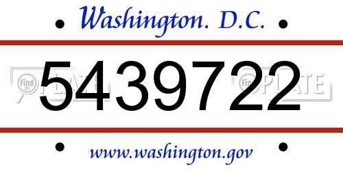 5439722 District Of Columbia License Plate