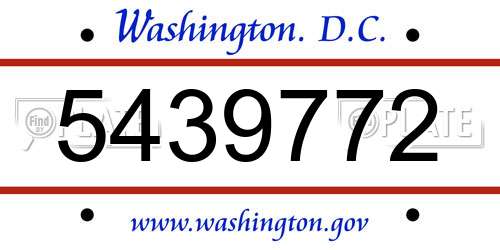 5439772 District Of Columbia License Plate