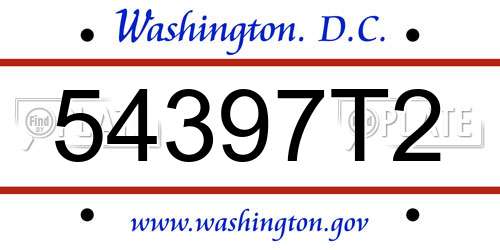 54397T2 District Of Columbia License Plate