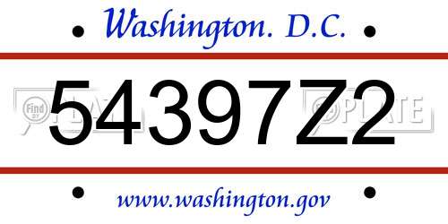 54397Z2 District Of Columbia License Plate
