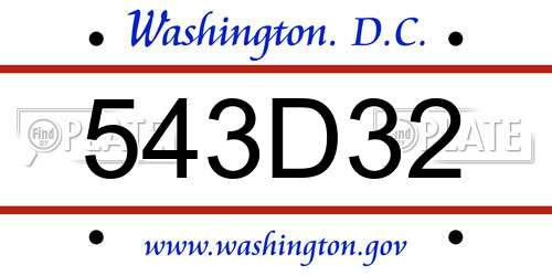 543D32 District Of Columbia License Plate