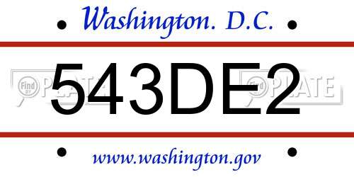 543DE2 District Of Columbia License Plate