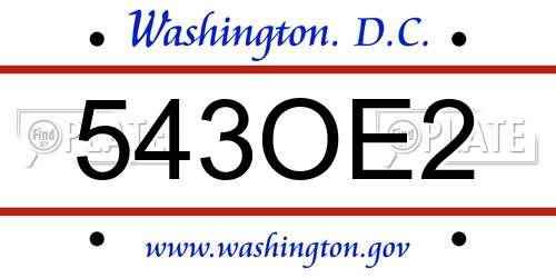 543OE2 District Of Columbia License Plate