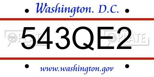 543QE2 District Of Columbia License Plate