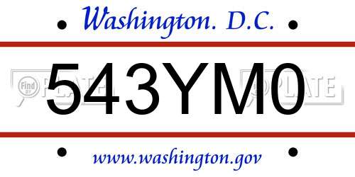 543YM0 District Of Columbia License Plate