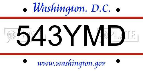 543YMD District Of Columbia License Plate